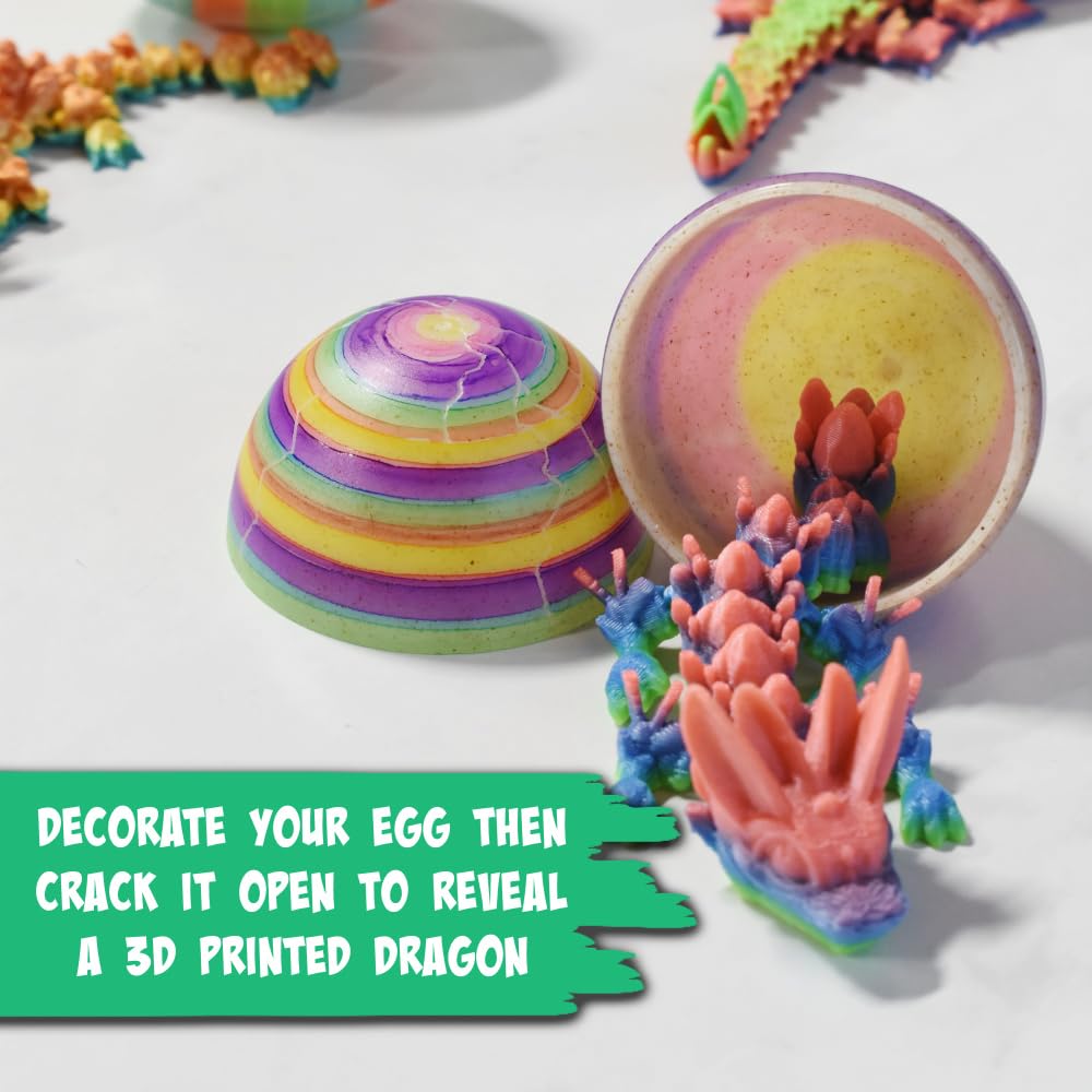 The Eggmazing Egg Decorator | Dragon Eggs 6 Pack | Includes 3D Printed Dragons Inside the Eggs | Ages 3 and Up