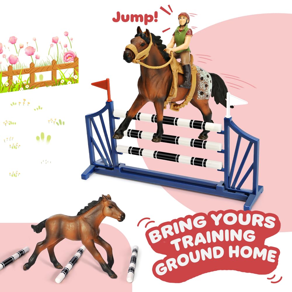 KIDBEST Horse Stable Playset, Horse Toys Set for Girls and Boys with Rider, Farm Animal Figurines Barn Toys, Pretend Play for Kids 3-5 6 7 8-10