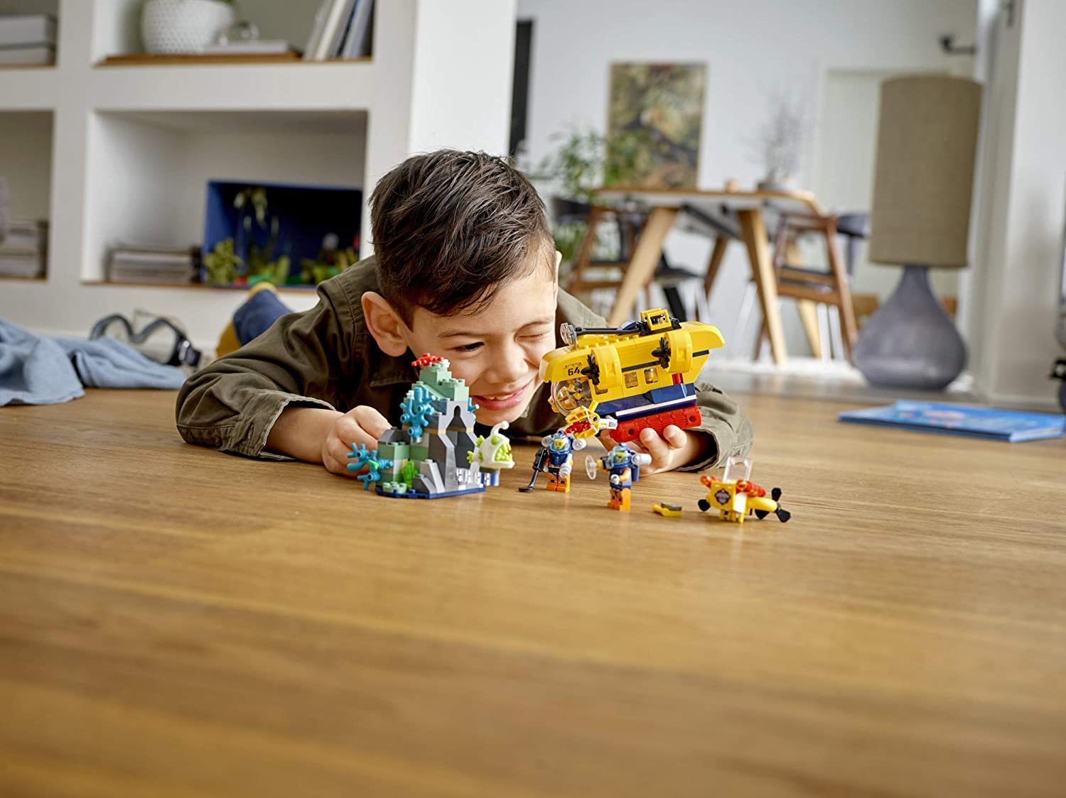 LEGO City Ocean Exploration Submarine 60264, with Submarine, Coral Reef Setting, Underwater Drone, Glow in The Dark Anglerfish Figure and 4 Explorer