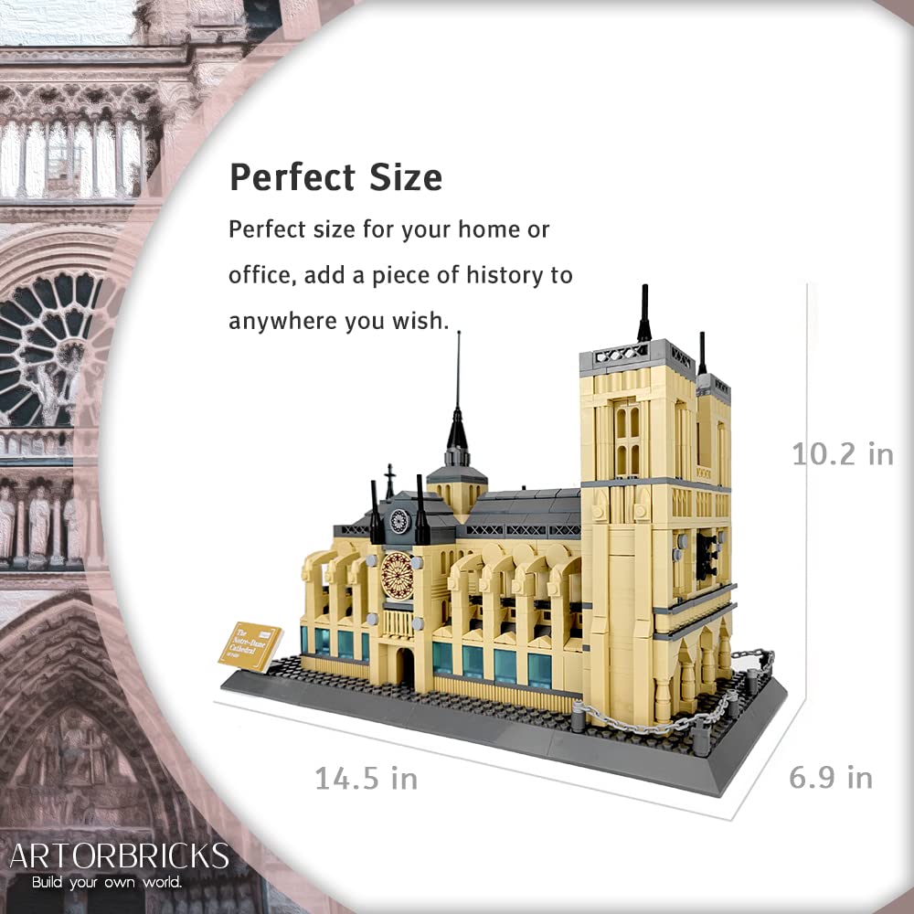 ArtorBricks Notre Dame de Paris Architecture Model Kit - 1378-Piece Premium Building Set for Collectors, Detailed Display & Thoughtful Gift Idea