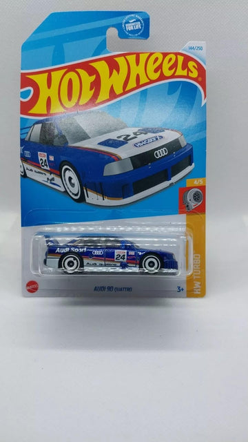 Hot Wheels 2024 Audi 90 Quattro Race Car Toy, 1:64 Scale, Blue and White