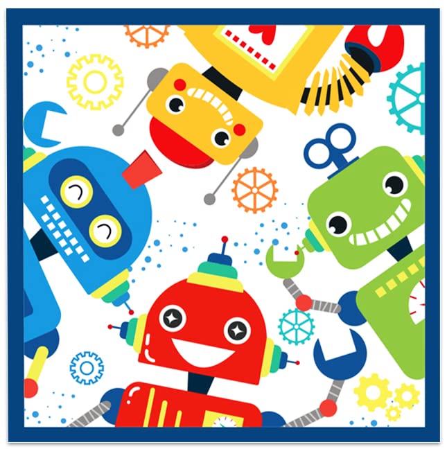 Lide Road 116 Pcs Robot Birthday Party Supplies Kit, Robot Plates, Napkins, Cups, Forks, Knives, Spoons for 16 Guests