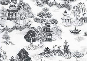 Dollhouse Miniature Wallpaper, China Grove, Black, 3 pc #MG190D24