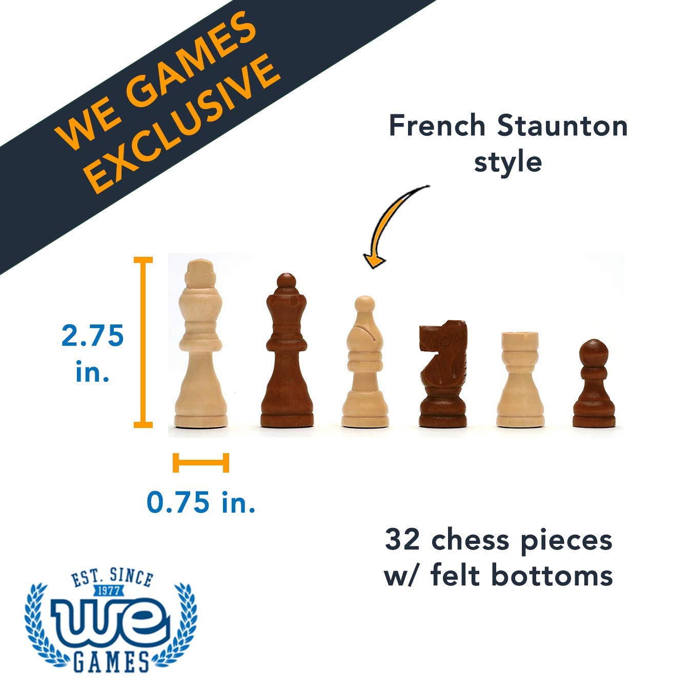 Classic Chess Set - Walnut Wood Board 12 in