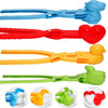 Holady 4PCS Large Size Snowball Maker Clip,Snowball Maker Tool with Handle for Snow Ball Fights, Snow Toys Kids Winter Outdoor Toys（Dinosaur, Love