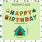BIEUFBJI Camping Happy Birthday Banner - Outdoor Yard Campsite Decor, Fun House Banner with Campfire Tent Oil Lamp Adventure Camping Birthday Party