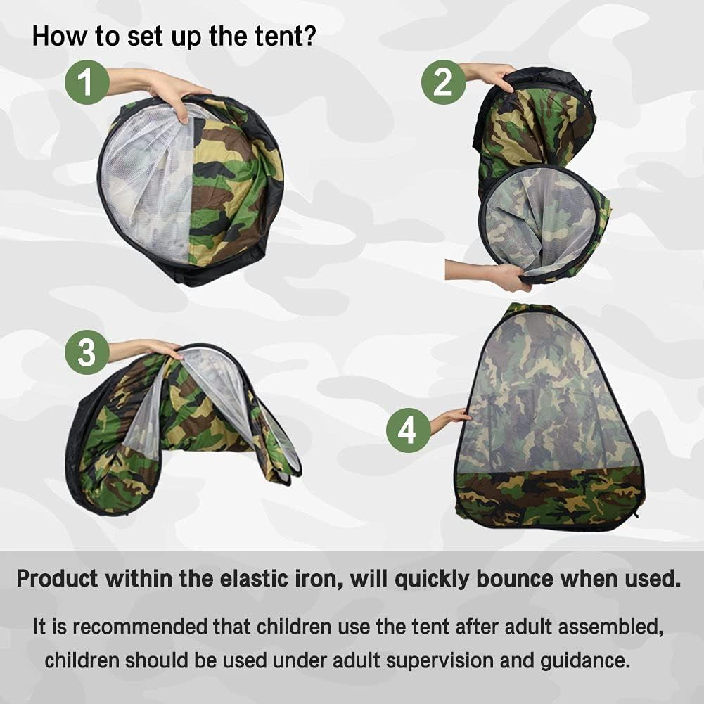 Military Pop Up Play Tent - Collapsible Army Indoor Outdoor Camouflage Playhouse Hunting Toy for Kids