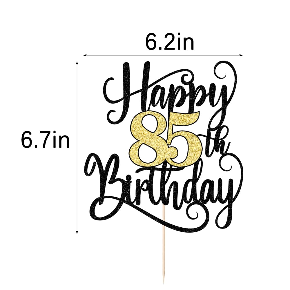 Ruscalin Happy 85th Birthday Cake Topper,85 Birthday Party Cake Decorations