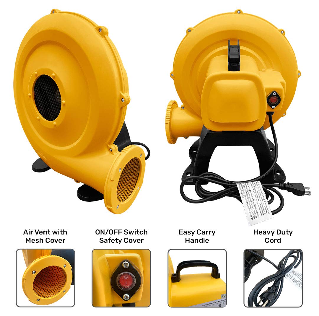 REH 0.75HP 750W Bounce House Blower Fan for Inflatable Bouncy Castles, Compact 6.5 Amp Air Blower Fan for Bouncy House for Kids