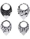 Pickle & Olive Reversible Baby Teething Bibs - Attached Heart Shaped Teether - Monochrome - Set of 2