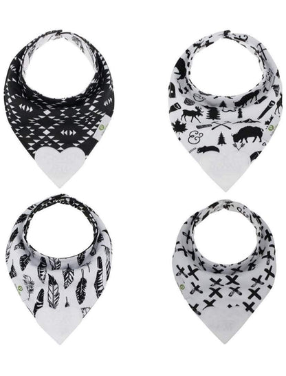 Pickle & Olive Reversible Baby Teething Bibs - Attached Heart Shaped Teether - Monochrome - Set of 2