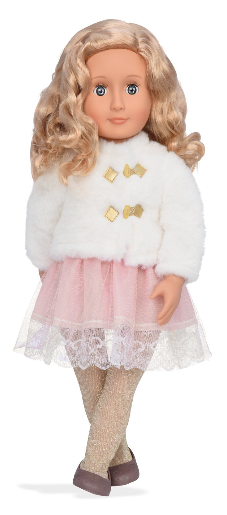 Our Generation - Halia - 18-Inch Doll - Blonde Hair & Blue Eyes - Faux-Fur Outfit - Holiday Theme - Toy for Kids 3 Years +