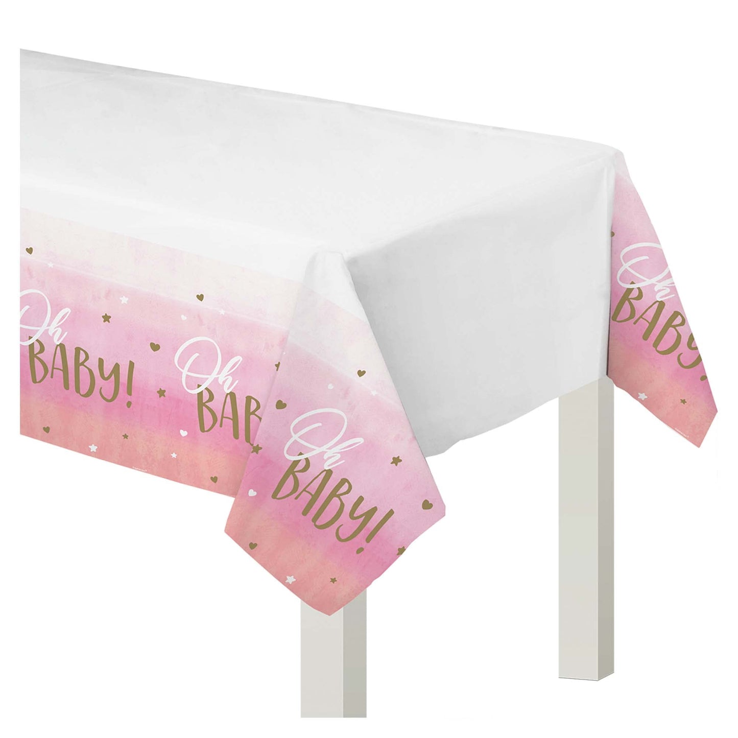 Amscan Oh Baby Girl Table Cover - 54" x 102" (1 Piece) - Premium Plastic, Perfect for Gender Reveal Parties, Baby Showers & Memorable Celebrations
