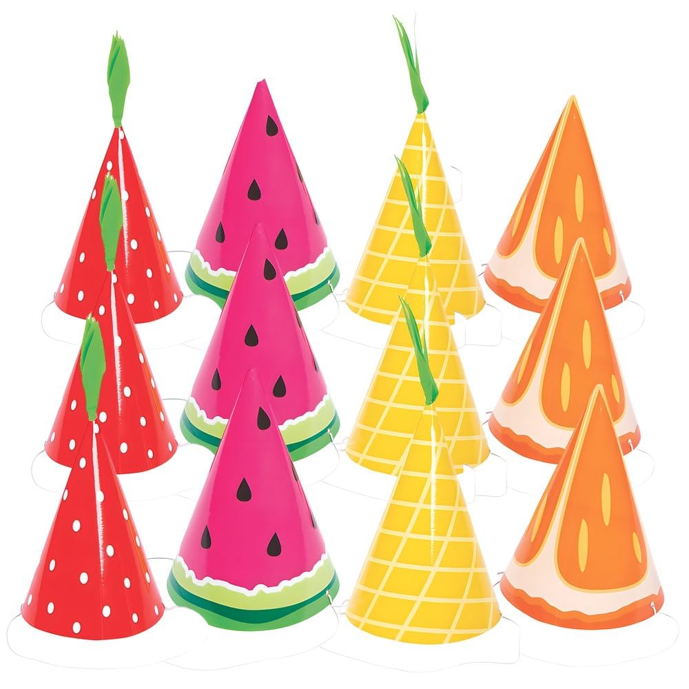 Fun Express TUTTI FRUTTI PARTY HATS - Apparel Accessories - 12 Pieces