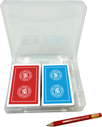 Baron Barclay Two Decks of ACBL Playing Cards in a Plastic Double Deck Box with Pencil