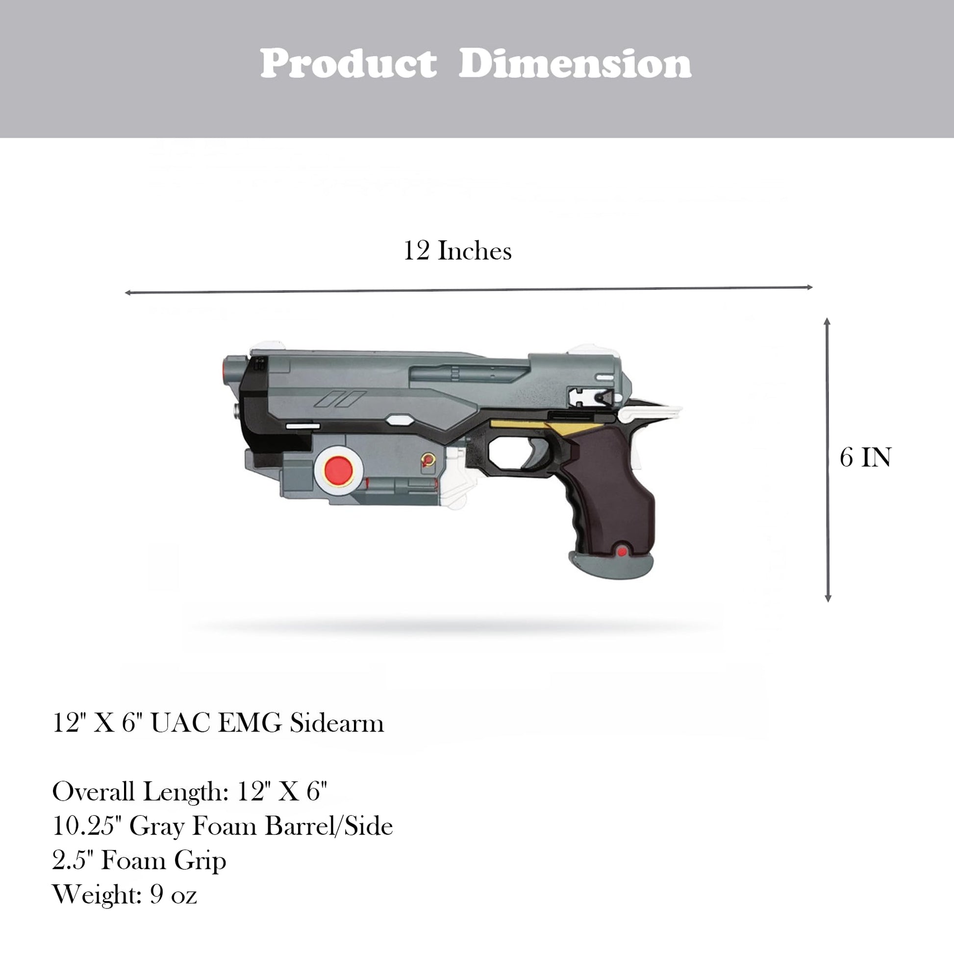 12" Sci-Fi Corporate Security Sidearm - EMG-Inspired Foam Pistol Prop for Cosplay, Wasteland & Space-Themed Costumesn
