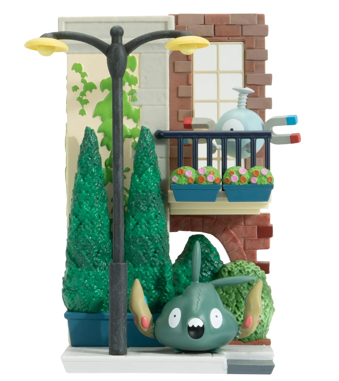 Jazwares Pokémon Select City Street Environment Set - 6-Inch Multi-Level Display Diorama with Magnemite & Trubbish 2" Battle Figures (Official
