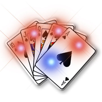 Light Up Royal Flush Poker Flashing Blinking LED Body Light Lapel Pins (5-Pack)
