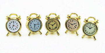 SXFSE Dollhouse Decoration Accessories, 1:12 Dollhouse Miniature Scene Model Mini Alarm Clock 5 Pcs (Gold, 10 x 15 mm)