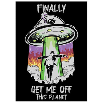 Fantasy North - Finally - Get Me Off This Planet - Aliens UFO Meme - 100 Textured Matte TCG Card Sleeves - Fits Magic MTG Commander Pokemon and Other