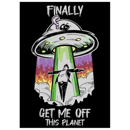 Fantasy North - Finally - Get Me Off This Planet - Aliens UFO Meme - 100 Textured Matte TCG Card Sleeves - Fits Magic MTG Commander Pokemon and Other