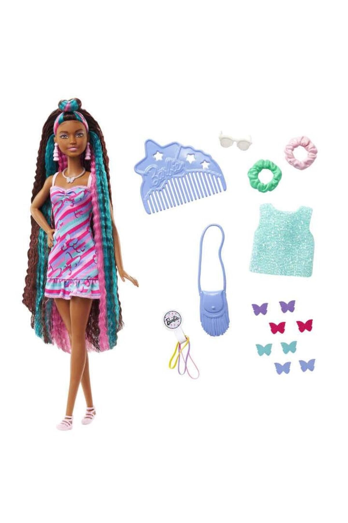 Barbie Totally Hair Doll, Butterfly-Themed with 8.5-inch Fantasy Hair & 15 Styling Accessories (8 with Color-Change Feature)