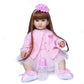 Angelbaby Doll 24 inch Adorable Reborn Toddler Girl with Long Hair That Looks Real Reborn Silicone Baby Dolls Cuddle Toys for Children Doll Sets (Pink