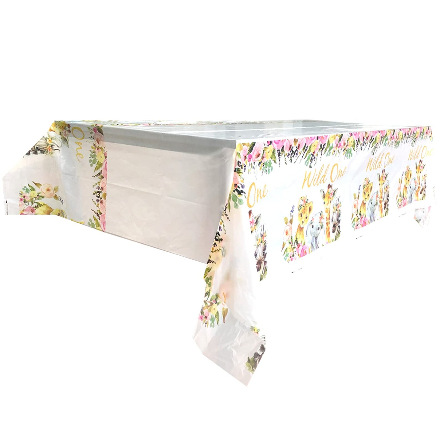 Fenghu 2 Pack Wild One Tablecloth, Wild One Birthday Party Supplies Decorations for Girl-Wild One Party Table Cover (70.8" x 42.5")