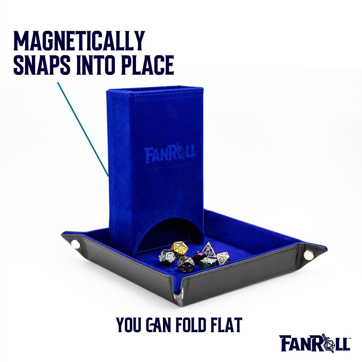 FanRoll Fold Up Dice Tower: Blue, Role Playing Game Dice Accessories for Dungeons and Dragons