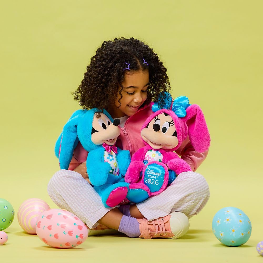 Disney Store Official 2026 Mickey Mouse Easter Plush - 14" Disney Plushy in Easter Bunny Costume with Floppy Ears, Satin Bowtie, Floral Print Tummy