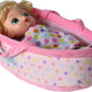 Pastel Polka Dot Baby Doll Bed 15" | Bassinet and Carrier for Dolls