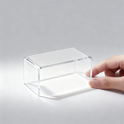 1:12 Miniature Acrylic Table - Modern Waterfall Rectangle Coffee Table for Dollhouse, Transparent Living Room Furniture & Display Stand for Miniatures