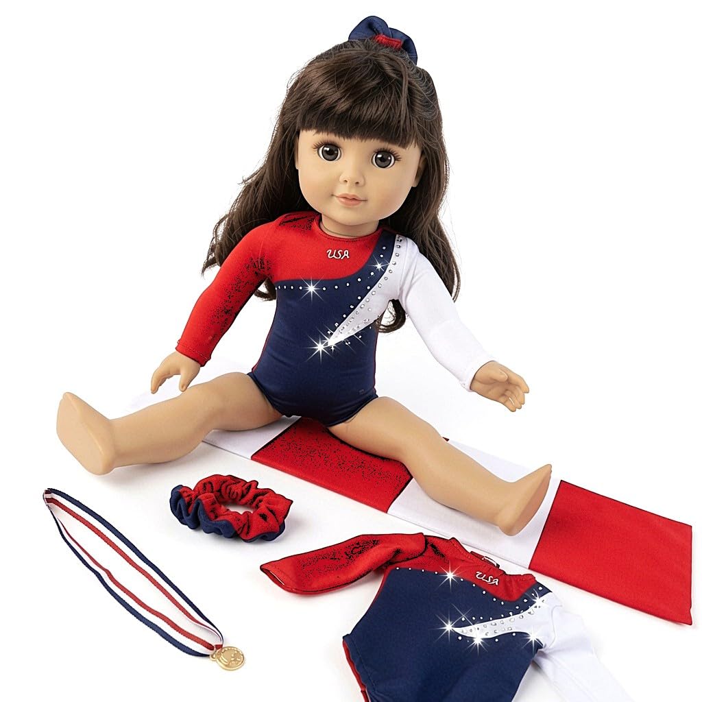18 Inch USA American Doll Gymnastics Set - 4PC Gymnast Set