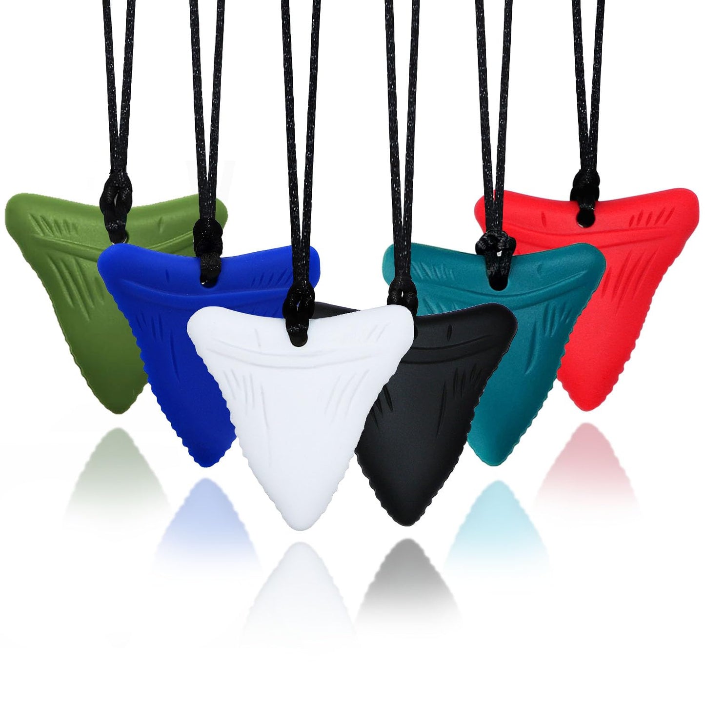 Chew Necklaces for Sensory Kids, 6 Pack Chewy Necklace Sensory Toys for Autism, ADHD, Anxiety- Silicone Teething Necklace Oral Chew Toys for Boys