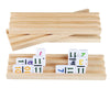JOYOUSLIFE 4pc Wooden Domino Trays, Mexican Train Domino Racks Set, Double 12 Tiles Domino Holders (Dominoes not Included)