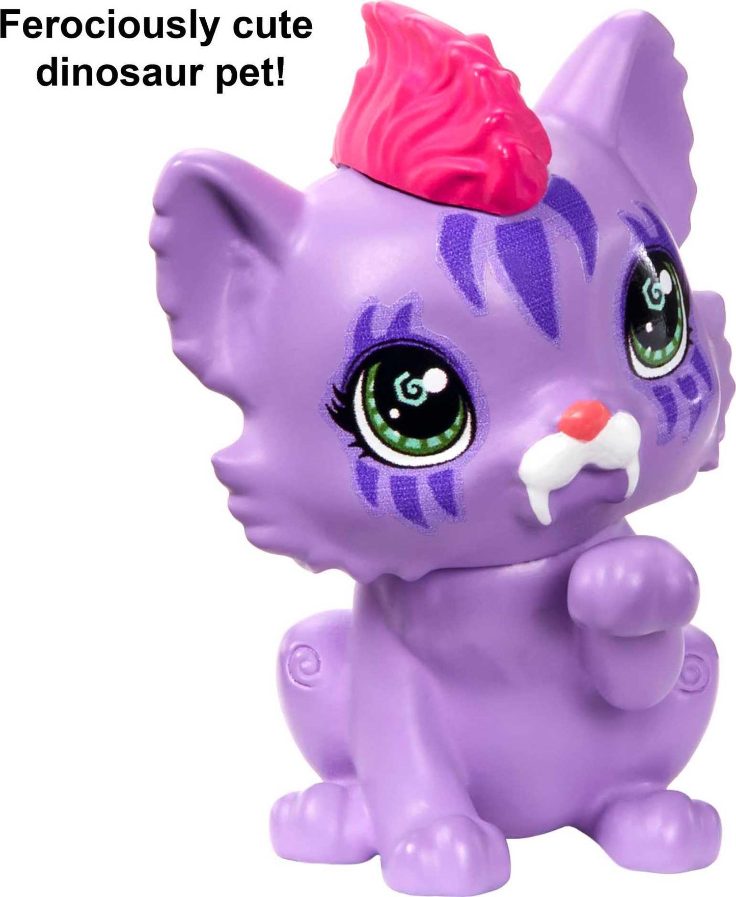 Mattel Cave Club Roaralai Doll (8 10-inch, Purple Hair) Poseable Prehistoric Fashion Doll with Dinosaur Pet and Accessories, Gift for 4 Year Olds and