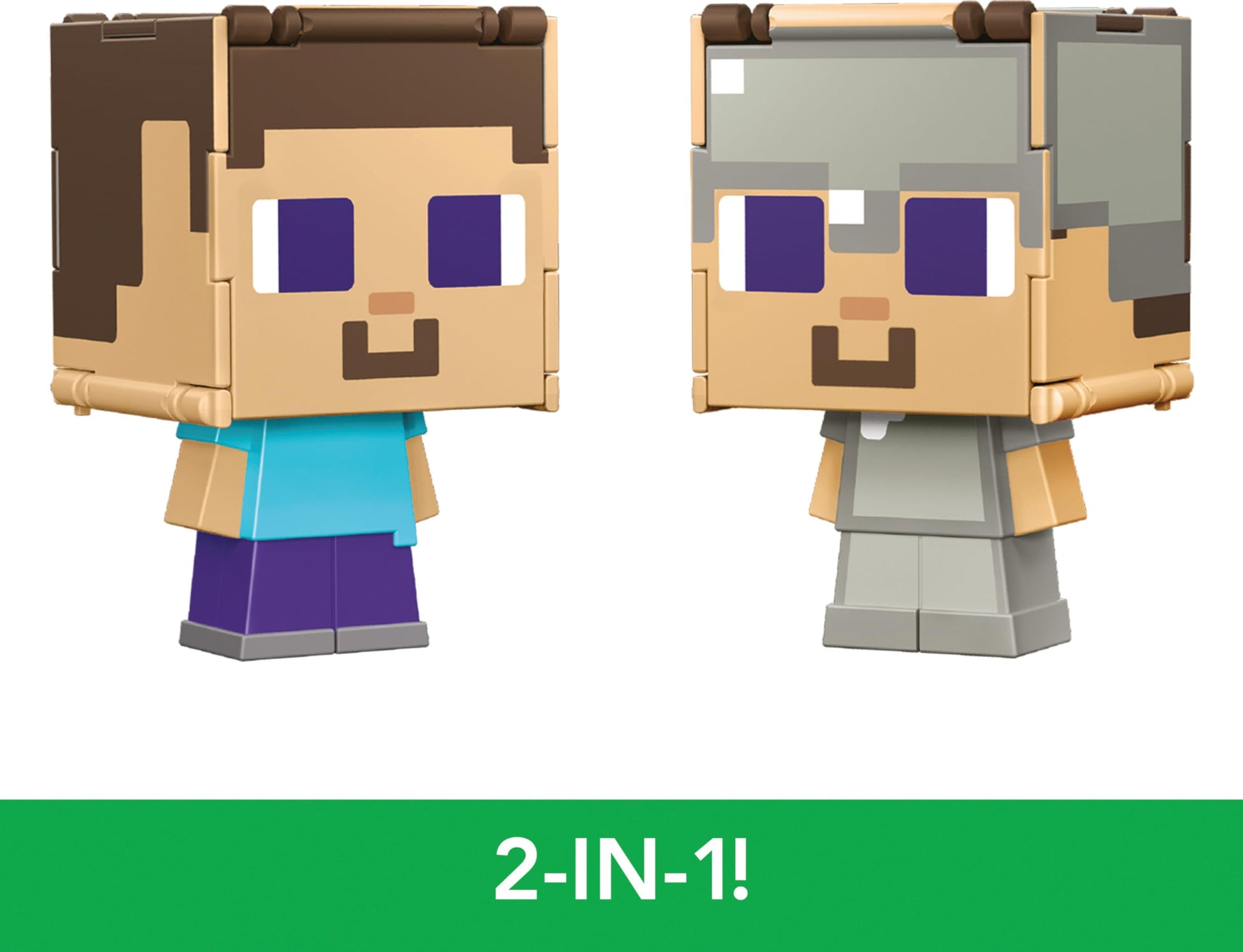 Mattel Minecraft Flippin’ Figs Figures Collection with 2-in-1 Fidget Play, 3.75-in Scale, Large Heads & Pixelated Design (Characters May Vary)