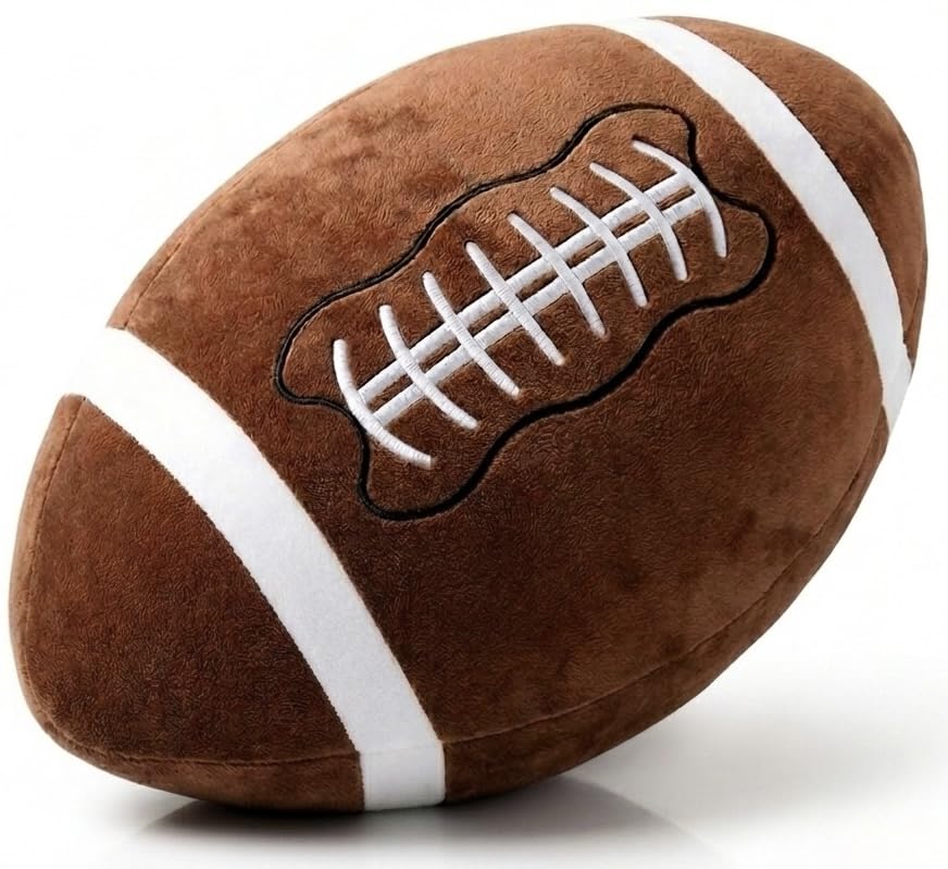 MSYA Cute Football Throw Pillow 20"x12" Soft Plush Football Cushion, 3D Stuffed Sports Ball Decor for Boys Room, Bedroom, Couch, Football Fan Gift