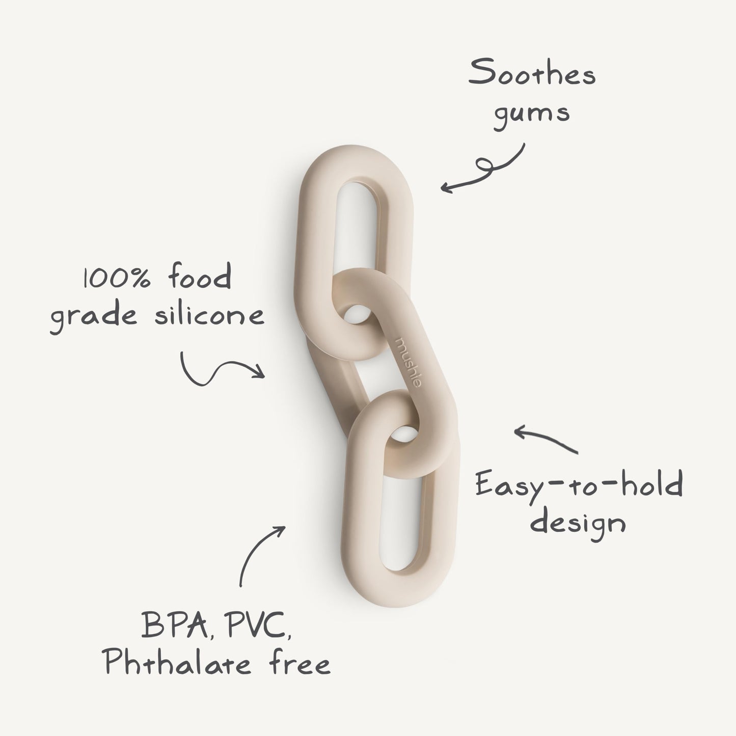 mushie Silicone Baby Links Teether Toy (Dried Thyme)