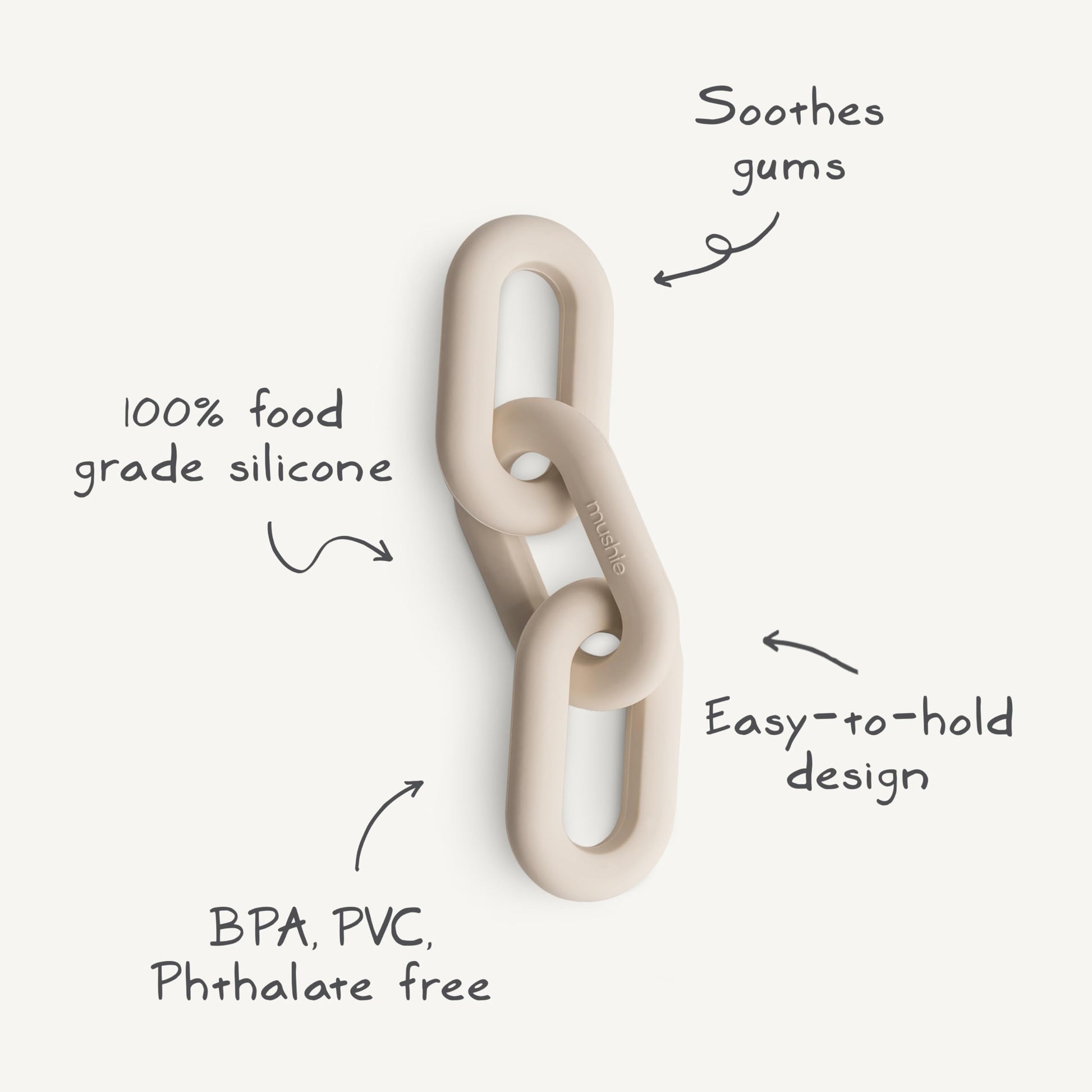 mushie Silicone Baby Links Teether Toy (Dried Thyme)