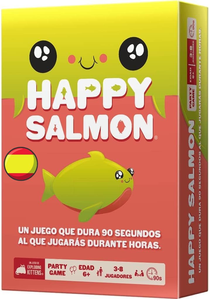 Exploding Kittens - Juego Happy Salmon, juego de cartas divertido para adultos, adolescentes y niños