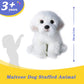 QREZAA 14" Realistic Plush Maltese Dog, Stuffed Animal Puppy Dog Toys, Soft Plush Pillow Birthday for Kids and Adult, White