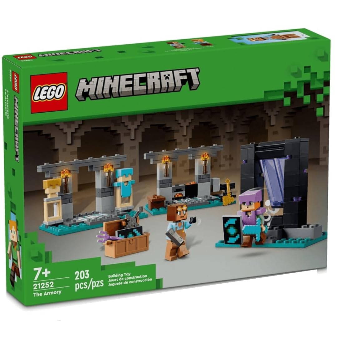 LEGO Minecraft The Armory Building Set, Includes Popular Minecraft Figures Alex and Armorsmith, Action Toy for Gamers and Kids, Gift for Boys and