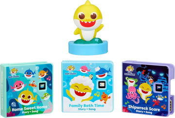 Little tikes Baby Shark Family Collection for Story Dream Machine - 3 Stories & 1 Character, Storytime Books with Audio Play Character, for Boys and