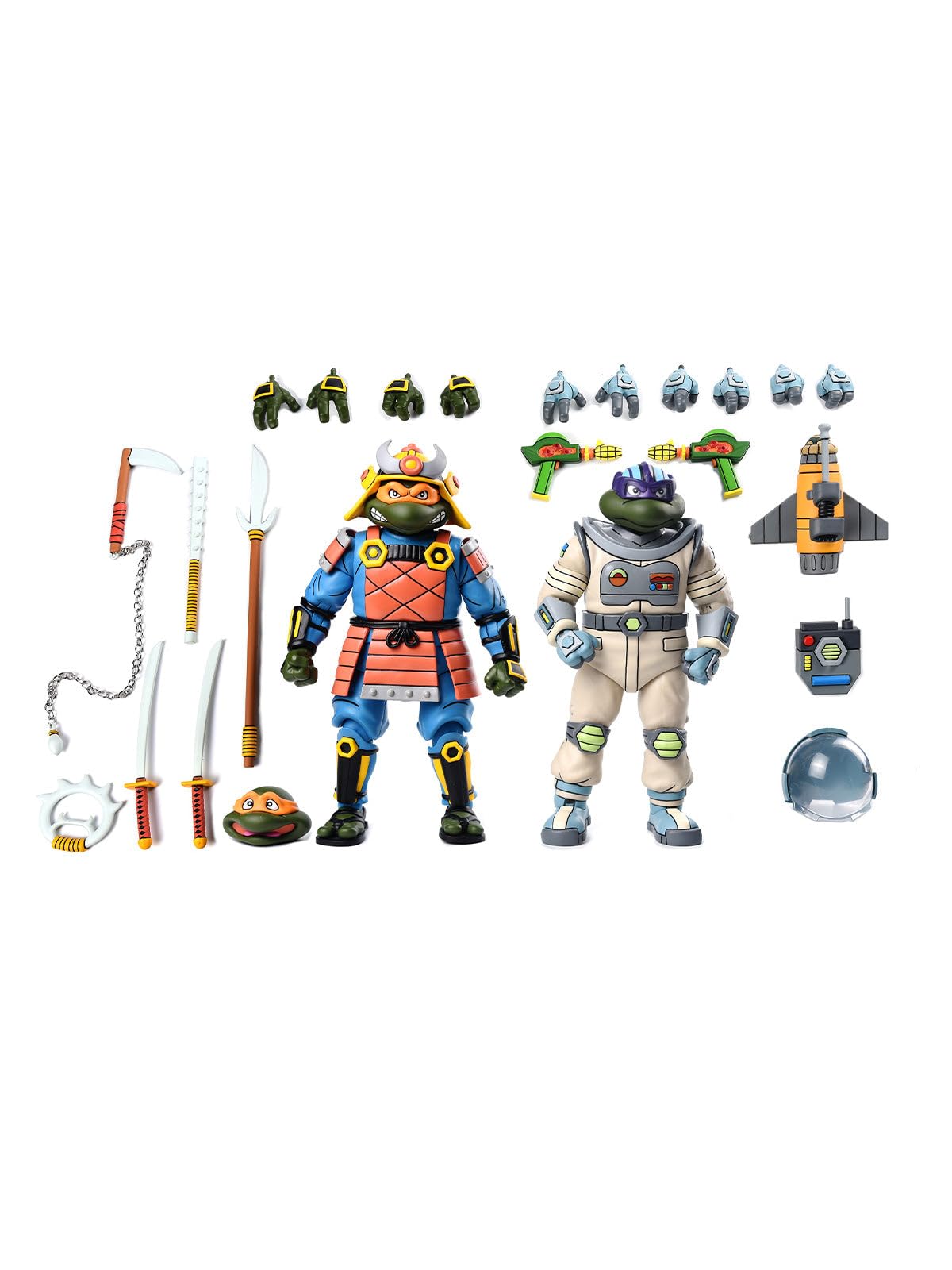 NECA - Teenage Mutant Ninja Turtles (1987 Cartoon) - 7” Scale Action Figures - Space Adventure & Samurai Turtles 2 Pack