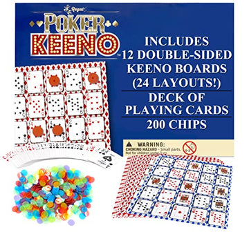 Regal Games - Poker Keeno Bulk Game Set - Includes 12 Two-Sided Boards, 200 Scoring Chips, 1 Deck of Standard Poker Cards - 24 Unique Board Layouts