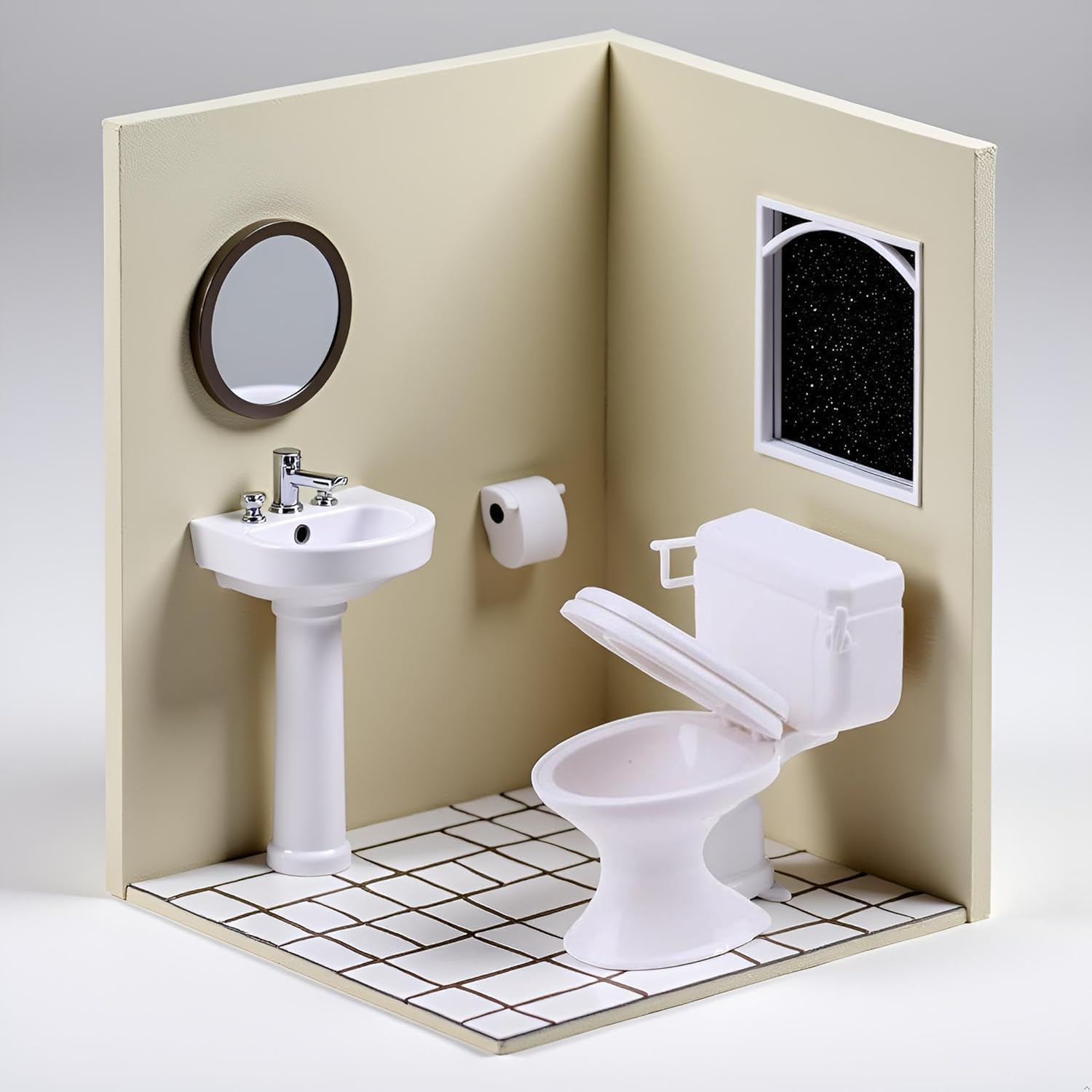 1:12 Scale Miniature Bathroom Toilet - Realistic Dollhouse Furniture for DIY Crafts, Dioramas and Architectural Models