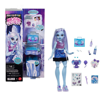 Monster High Self-Scare Secrets Abbey Bominable Doll and Accessories Set with 13 Realistic Surprises Like Henna, Painting and Crochet Crafts