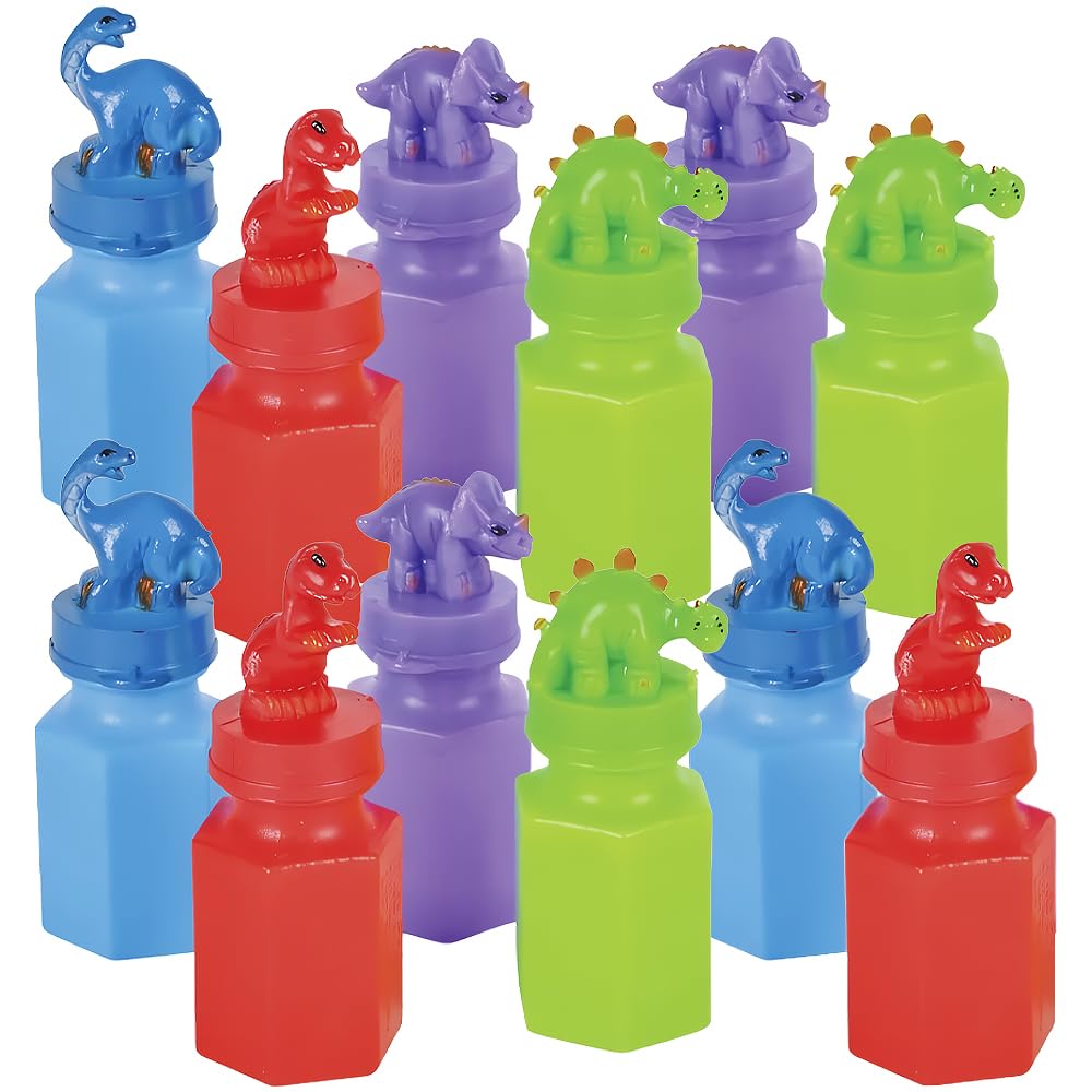 Rhode Island Novelty 3 Inch Dinosaur Bubble Bottles, Two Dozen per Order