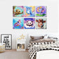 VividMeng 6 Pack Cartoon Paint by Numbers Kit for Kids Framed Canvas, Animals Paint by Number for Kids Ages 4-8-12, DIY Easy Acrylic Painting Kits
